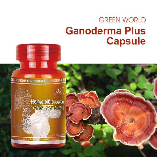 Green World Ganoderma Plus Capsules (300mg x 60) | Immune Booster, Liver Support & Cellular Defense | Worldwide Shipping to USA, Canada, UK, France - Green World Coin
