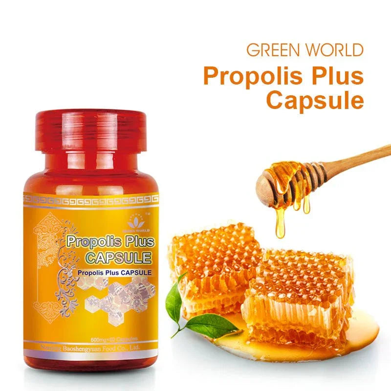 Green World Propolis Plus Capsules 500mg - Natural Immune Support & Antibiotic (60 Capsules) - Green World Coin