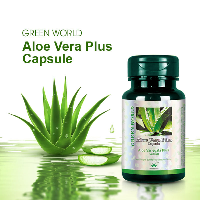 Green World Aloe Vera Plus Capsules (500mg x 60) - Liver Detox & Immunity Booster