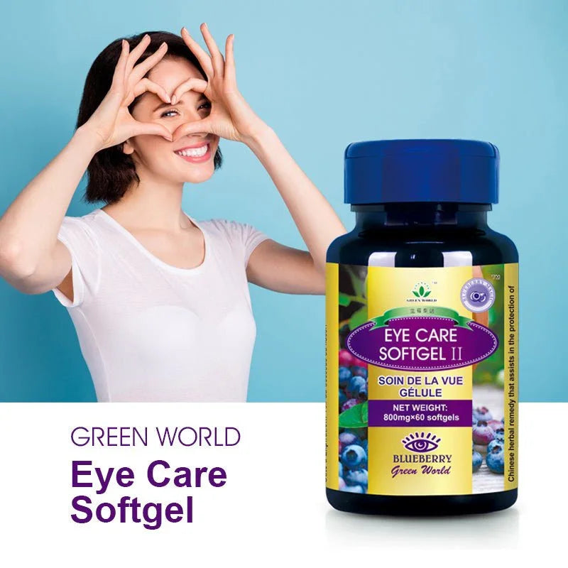 Green World Blueberry Eye Care Softgels - 800mg x 60 Capsules | Support Dry Eyes, Vision & Eye Strain - Green World Coin