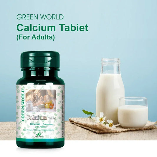 Green World Calcium Tablets for Adults – 1000mg x 100 Tablets | Bone Strength & Osteoporosis Prevention | Nano Milk Calcium for High Absorption | Worldwide Shipping to USA, Canada, UK, France & More - Green World Coin