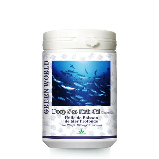 Green World Deep Sea Fish Oil Capsules 1000mg | 100 Softgels | High EPA & DHA Omega - 3 | Supports Brain, Heart & Cholesterol Health | Essential Fatty Acids Supplement | Worldwide Shipping - Green World Coin