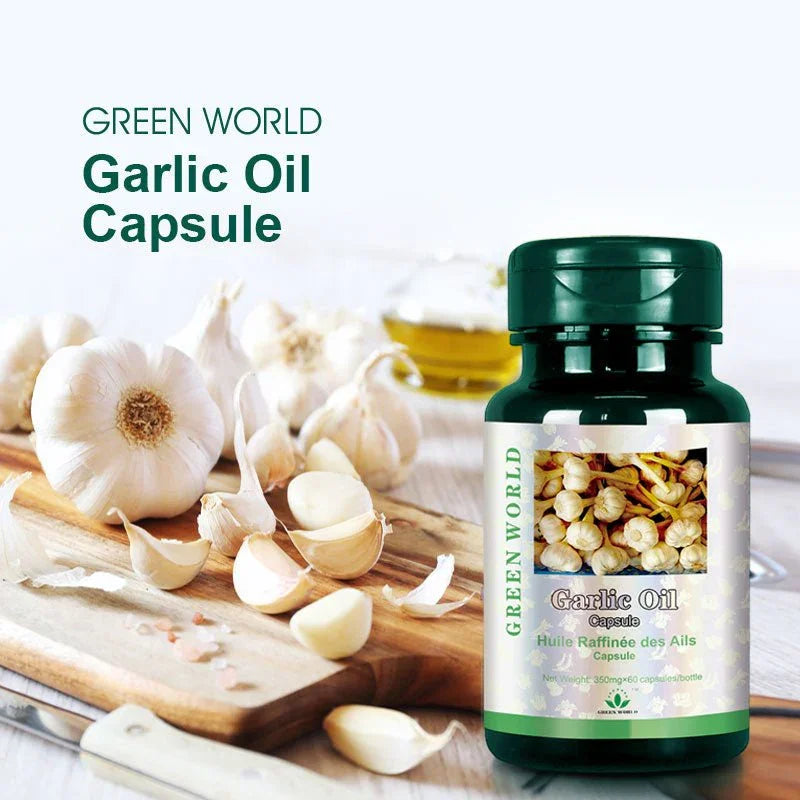 Green World Garlic Oil Capsules 350mg - 60 Capsules | Supports Heart, Blood Pressure & Immunity - Green World Coin