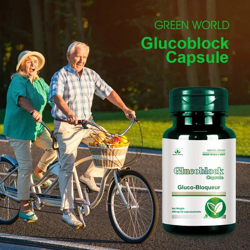 Green World Glucoblock Capsules – Natural Blood Sugar Support Supplement, 500 mg x 30 Capsules | Worldwide Delivery to USA, Canada, UK, France & More - Green World Coin