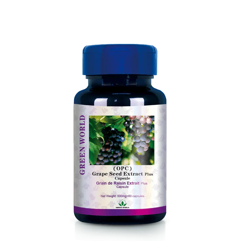 Green World Grape Seed Extract Plus Capsule (OPC) 500mg - 60 Capsules | Powerful Antioxidant for Eye & Macular Health | Worldwide Shipping to USA, Canada, UK, France - Green World Coin