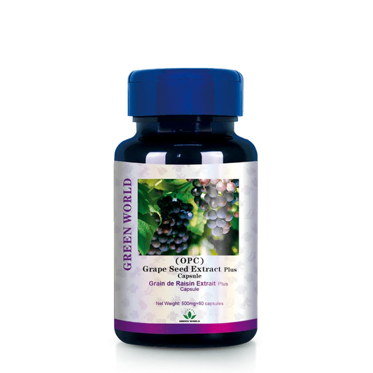 Green World Grape Seed Extract Plus Capsule (OPC) 500mg - 60 Capsules | Powerful Antioxidant for Eye & Macular Health | Worldwide Shipping to USA, Canada, UK, France - Green World Coin
