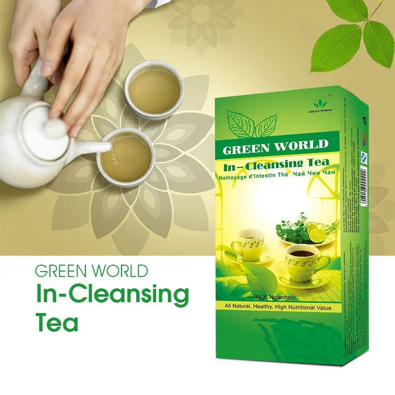 Green World In - Cleansing Tea - Detox & Constipation Relief Herbal Tea (16 Sachets) - Green World Coin
