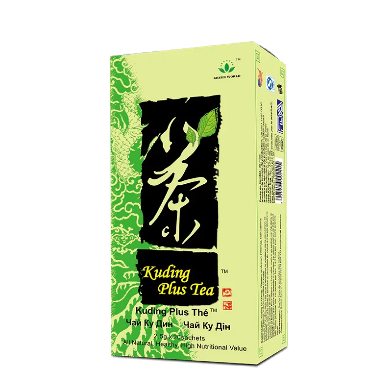 Green World Kuding Plus Tea - 20 Sachets | Detox, Lower Blood Pressure & Lipid, Anti - Inflammatory Herbal Tea - Green World Coin