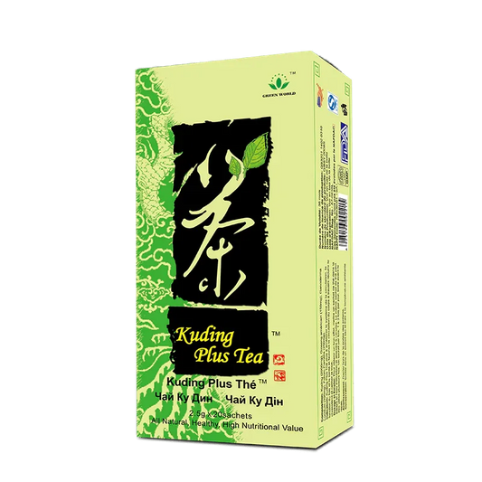 Green World Kuding Plus Tea - 20 Sachets | Detox, Lower Blood Pressure & Lipid, Anti - Inflammatory Herbal Tea - Green World Coin
