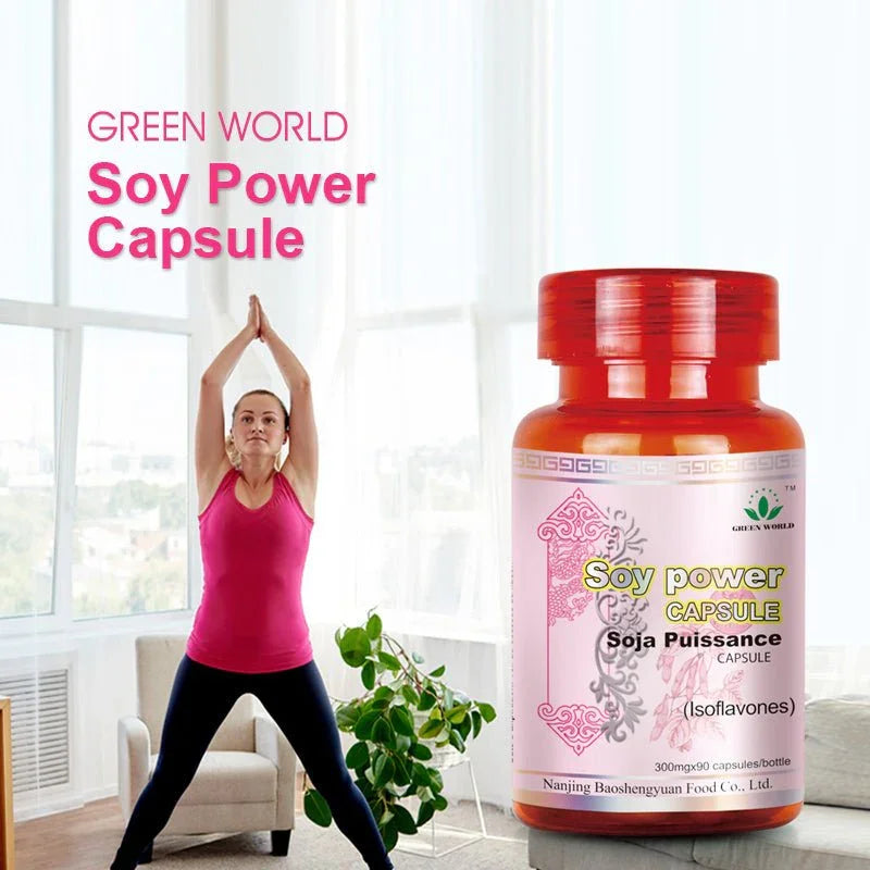 Green World Soy Power Capsules - 90 Caps | Soy Isoflavones for Hormonal Balance, Menopause Relief & Bone Health - Green World Coin