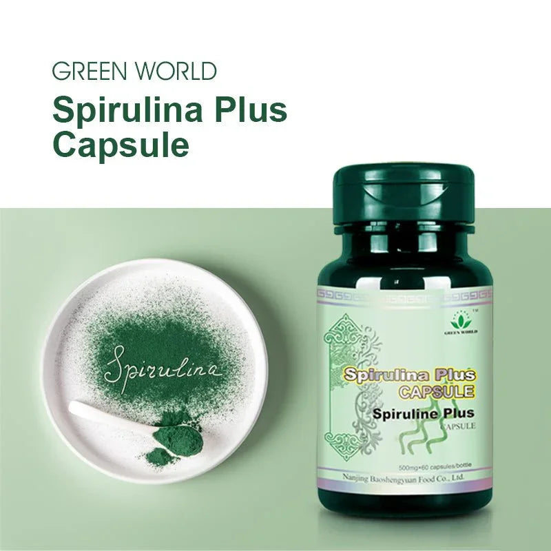 Green World Spirulina Plus Capsules | 60 Capsules | Immune Support, Gut Health & Radiation Defense - Green World Coin
