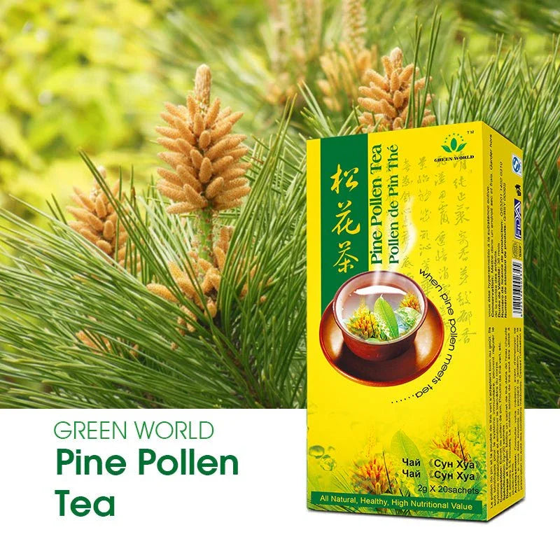 Rejuvenating Pine Pollen Tea - Adjust Digestion, Delay Aging - 2g x 20 Sachets | Green World Herbal - Green World Coin
